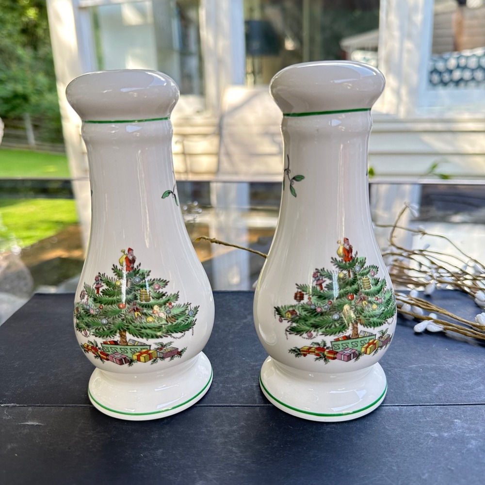 Spode Vintage Christmas Tree Tall Eclectic Nostalgia Salt & Pepper Shakers